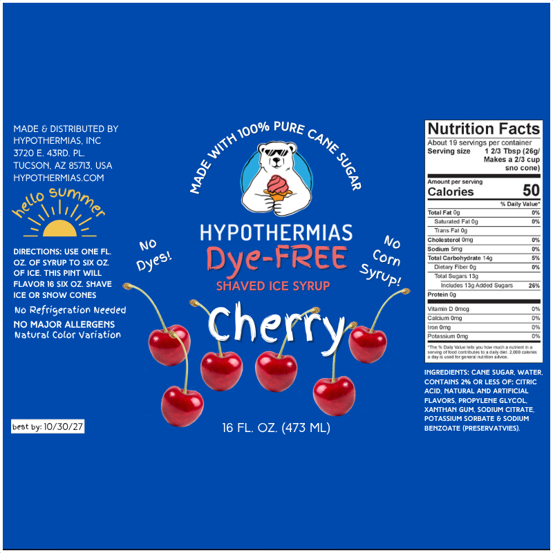 Cherieページ Hypothermias Cherry Dye-FREE Shaved Ice & Snow Cone Syrup