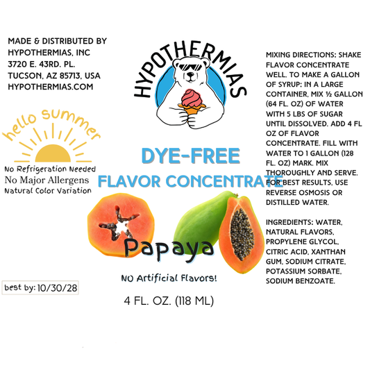 Papaya – Dye-FREE Flavor Concentrate – For Snow Cone & Shaved Ice Syrup