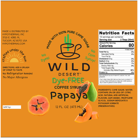 Wild Desert Dye-FREE Coffee Syrup | Papaya (12 fl. oz)