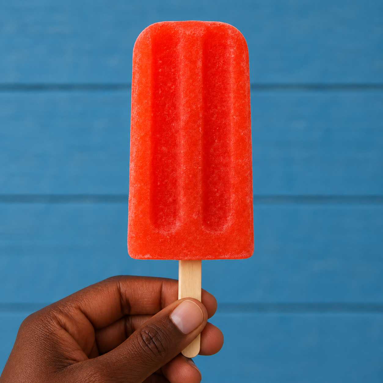Person holding a red popcicle
