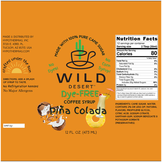 Wild Desert Dye-FREE Coffee Syrup | Piña Colada (12 fl. oz)