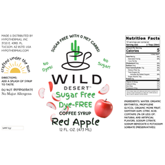 Wild Desert SUGAR FREE | Dye-FREE Coffee Syrup | Red Apple - 12 Fl Oz