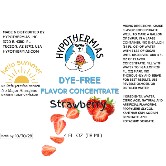 Strawberry – Dye-FREE Flavor Concentrate – For Snow Cone & Shaved Ice Syrup