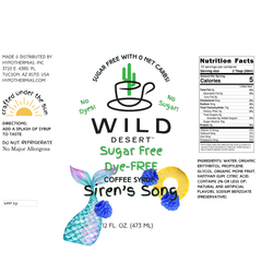 Wild Desert SUGAR FREE | Dye-FREE Coffee Syrup | Siren's Song - 12 Fl Oz