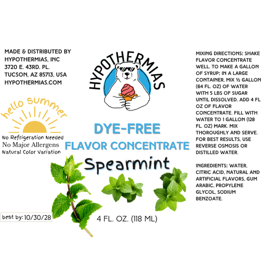 Spearmint – Dye-FREE Flavor Concentrate – For Snow Cone & Shaved Ice Syrup