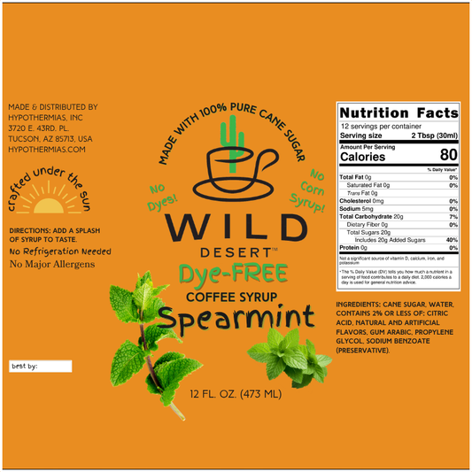 Wild Desert Dye-FREE Coffee Syrup | Spearmint (12 fl. oz)