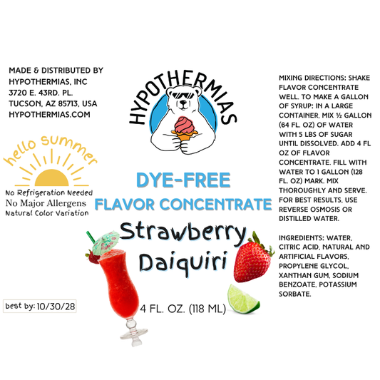 Strawberry Daiquiri – Dye-FREE Flavor Concentrate – For Snow Cone & Shaved Ice Syrup