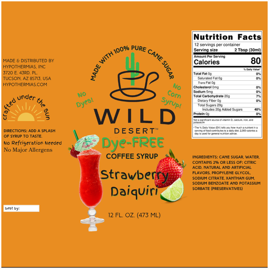Wild Desert Dye-FREE Coffee Syrup | Strawberry Daiquiri (12 fl. oz)