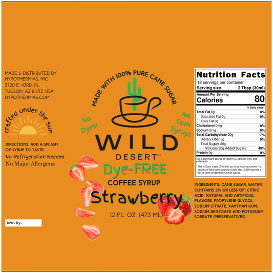 Wild Desert Dye-FREE Coffee Syrup | Strawberry (12 fl. oz)