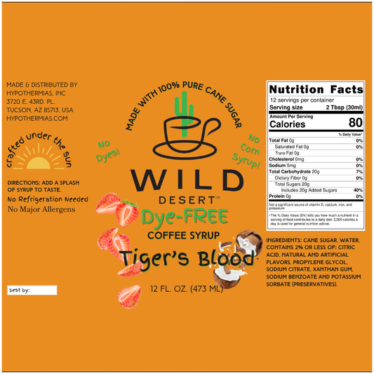Wild Desert Dye-FREE Coffee Syrup | Tiger's Blood (12 fl. oz)