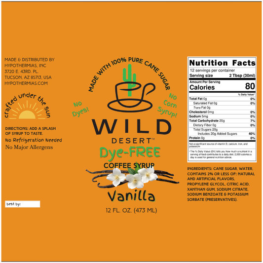 Wild Desert Dye-FREE Coffee Syrup | Vanilla (12 fl. oz)