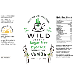 Wild Desert SUGAR FREE | Dye-FREE Coffee Syrup | Vanilla - 12 Fl Oz