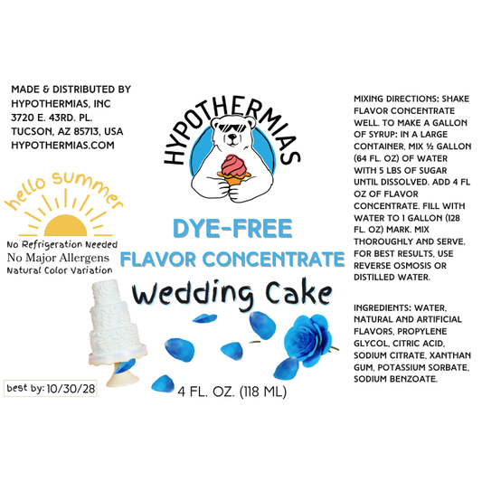 Wedding Cake – Dye-FREE Flavor Concentrate – For Snow Cone & Shaved Ice Syrup