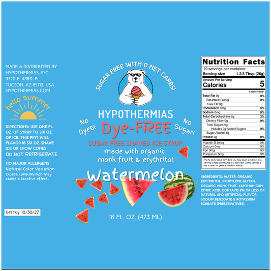 Watermelon – Dye-FREE Sugar-Free Ready-to-Use Snow Cone & Shaved Ice Syrup – 16 Fl oz