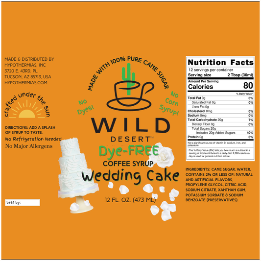 Wild Desert Dye-FREE Coffee Syrup | Wedding Cake (12 fl. oz)