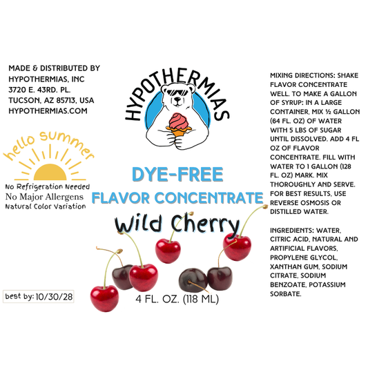 Wild Cherry – Dye-FREE Flavor Concentrate – For Snow Cone & Shaved Ice Syrup