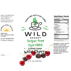 Wild Desert SUGAR FREE | Dye-FREE Coffee Syrup | Wild Cherry - 12 Fl Oz