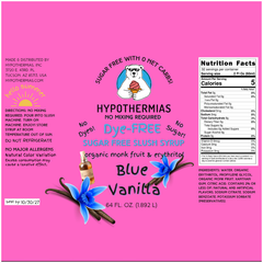 Blue Vanilla | Hypothermias SUGAR FREE Dye-FREE Slush Syrup | Half Gallon