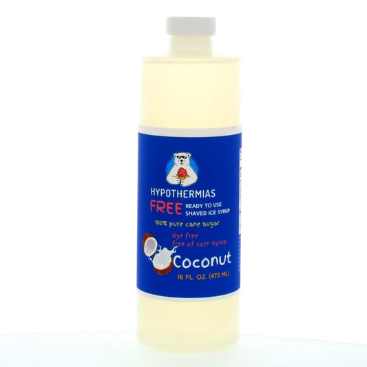 Coconut Hypothermias Dye-FREE Shaved Ice & Snow Cone Syrup | 100% Pure Cane Sugar | Pint (16 fl. oz)
