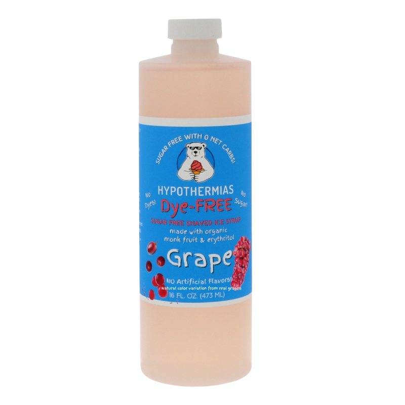 Grape | Hypothermias SUGAR FREE | Dye-FREE Shaved Ice Syrup | Pint