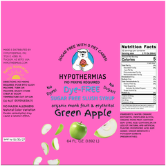 Green Apple | Hypothermias SUGAR FREE Dye-FREE Slush Syrup | Half Gallon