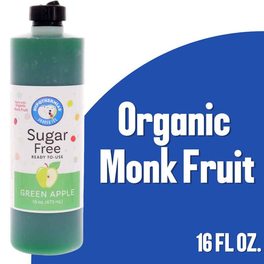 Green Apple Sugar Free Snow Cone Syrup | Organic Monk Fruit Sweetened (16 Fl. Oz)