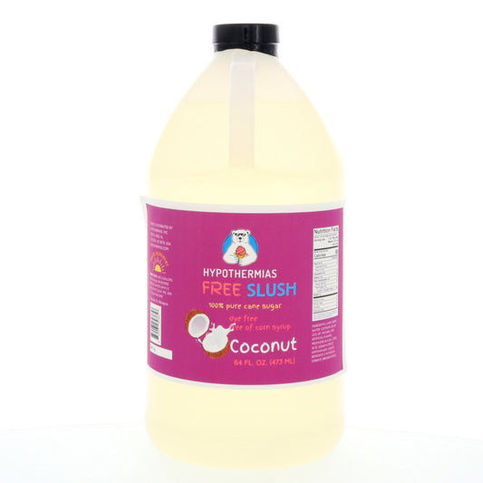 Coconut Hypothermias Dye-FREE Slush Syrup | 100% Pure Cane Sugar | Half Gallon (64 fl. oz)