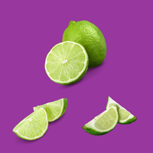 Fresh limes representing Hypothermias Dye-Free Lime Slush Syrup, made with pure cane sugar and no corn syrup or artificial dyes—ideal for slushie machines.