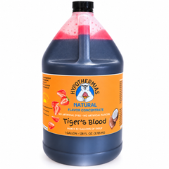 Hypothermias tiger's blood flavor concentrate with natural flavor and no artificial colors, 1-gallon bottle.