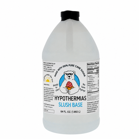 Hypothermias Slush Base concentrate in a 64 Fl oz bottle.