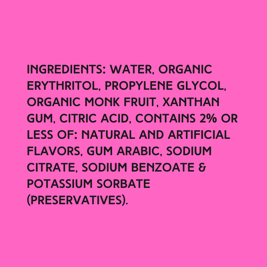 Ingredients for Hypothermias Sugar Free Dye-FREE Strawberry Daiquiri Slush Syrup