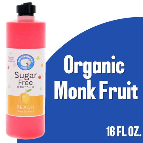 Peach Sugar Free Snow Cone Syrup | Organic Monk Fruit Sweetened (16 Fl. Oz)