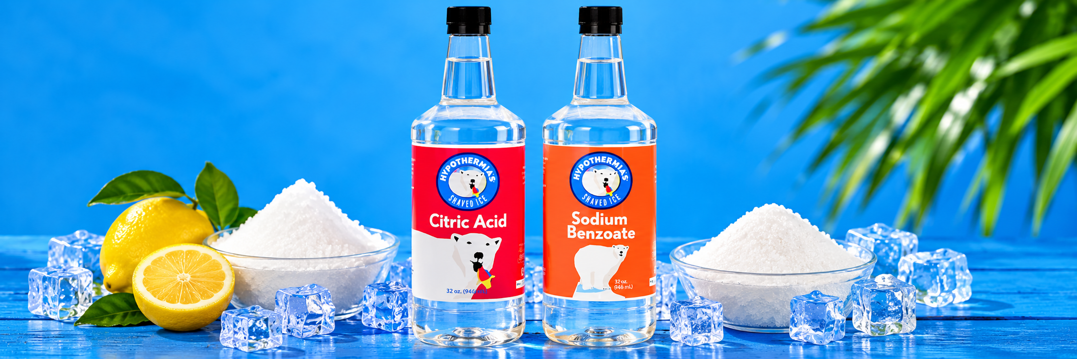 Hypothermias citric acid and sodium benzoate for shaved ice syrup