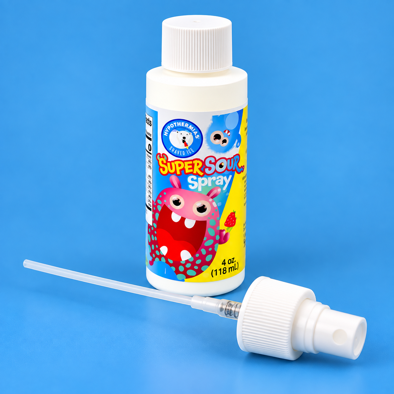 Hypothermias snow cone super sour spray with spray lid. 