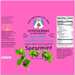 Spearmint | Hypothermias SUGAR FREE Dye-FREE Slush Syrup | Half Gallon