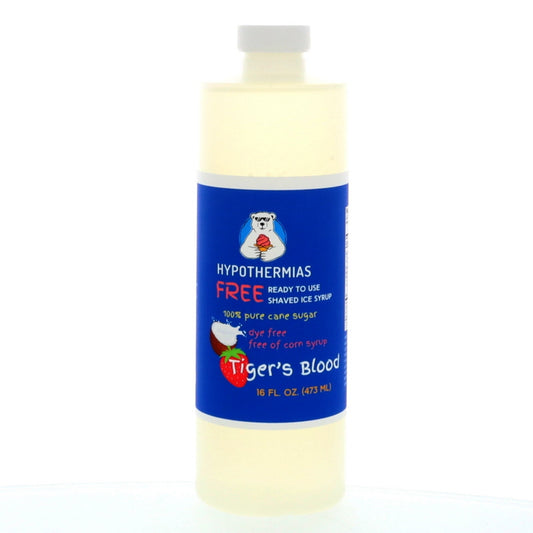 Tiger's Blood Hypothermias Dye-FREE Shaved Ice & Snow Cone Syrup | 100% Pure Cane Sugar | Pint (16 fl. oz)