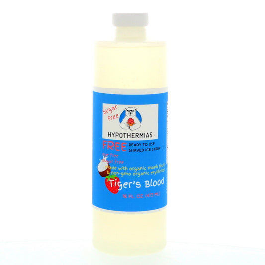 Tiger's Blood Hypothermias Sugar Free | Dye-FREE Shaved Ice & Snow Cone Syrup | Organic Monk Fruit | Pint (16 fl. oz)