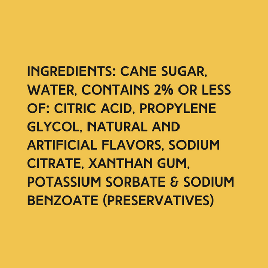 Ingredients for Wild Desert Guava Dye-FREE Coffee Syrup, made with cane sugar and crafted without artificial dyes or high-fructose corn syrup.