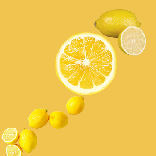 Fresh lemons representing Wild Desert Dye-FREE Lemon Coffee Syrup made with cane sugar and no artificial dyes.