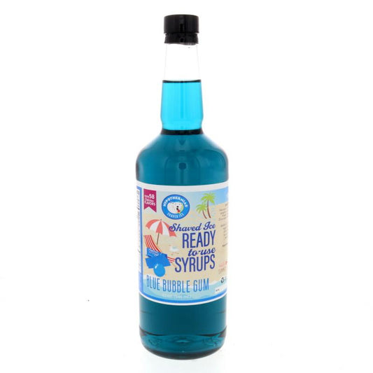 Hypothermias 100% pure cane sugar blue bubble gum snow cone or shaved ice syrup 32 Fl Oz.