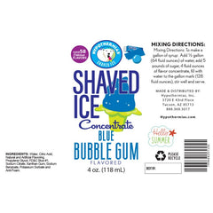 Hypothermias blue bubble gum shaved ice or snow cone flavor syrup concentrate ingredient list