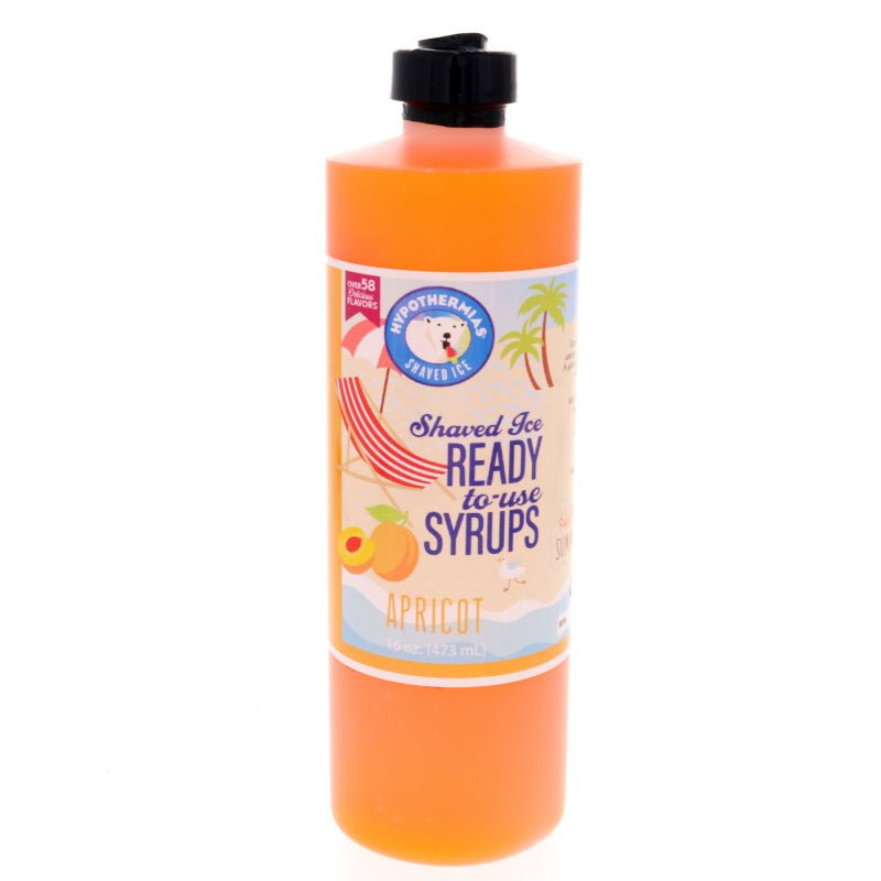 Hypothermias 100 percent pure cane sugar apricot snow cone or shaved ice syrup ready to use 16 Fl Oz.