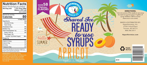 Hypothermias 100 percent pure cane sugar apricot snow cone or shaved ice syrup ready to use ingredient label.