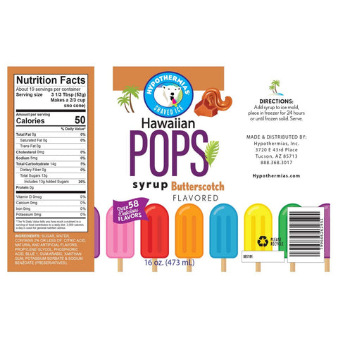Butterscotch Hawaiian Pop Ready to Use Syrup - Hypothermias.com