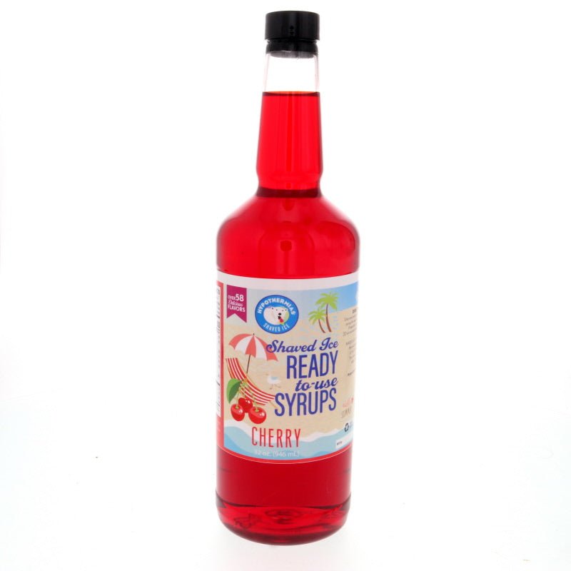 Hypothermias cherry pure cane sugar snow cone or shaved ice syrup 32 Fl Oz.