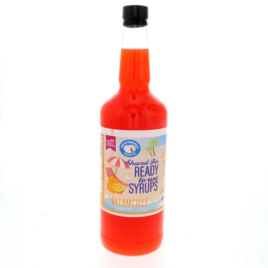 Hypothermias dreamcicle pure cane sugar snow cone or shaved ice syrup 32 Fl Oz.