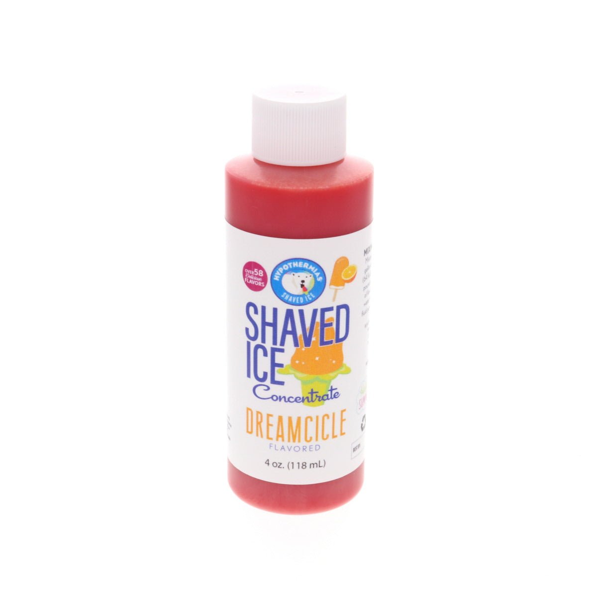 Hypothermias dreamcicle shaved ice or snow cone flavor syrup concentrate 4 Fl Oz.