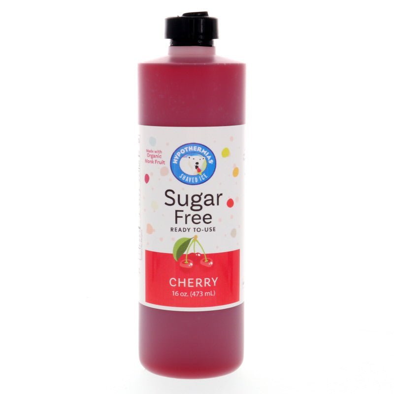 Hypothermias sugar free cherry snow cone syrup made with organic monk fruit.