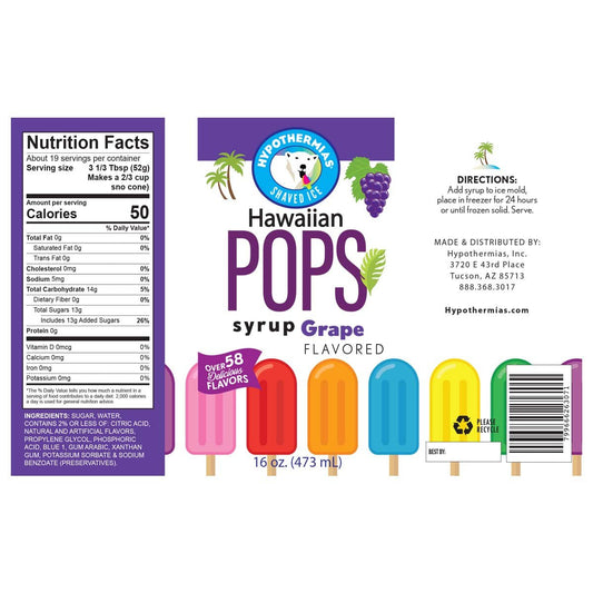 Grape Hawaiian Pop Ready to Use Syrup - Hypothermias.com