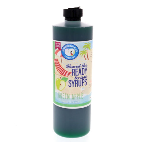 Hypothermias green apple pure cane sugar snow cone or shaved ice syrup 16 Fl Oz.